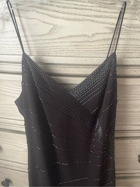 Vintage 90s Beaded Black Formal Maxi Dress Gown Size 7/8 Homecoming Whimsigoth